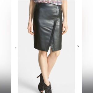 Halogen Leather Wrap Skirt